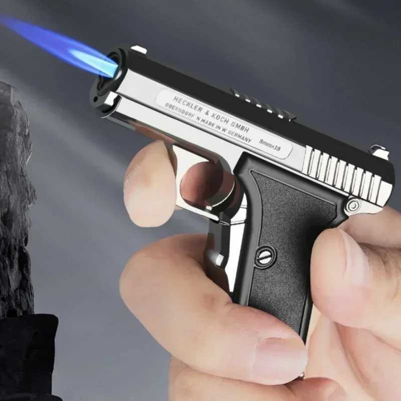 Mini Pistal Lighter with Keychain Windproof Jet Flame Cool Lighter Refillable Butane Gas Gun Lighters Smoking Accessories Y250513