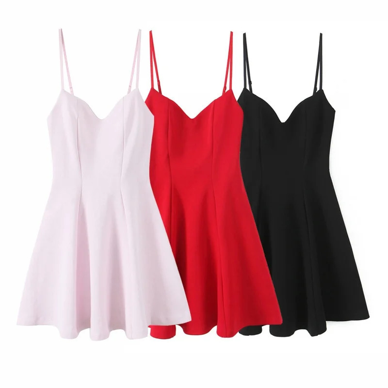 Women Stylish Mini Dress with Adjustable Thin Straps Sweetheart Neckline High Waist Aline Holiday Party Short Dresses 250513