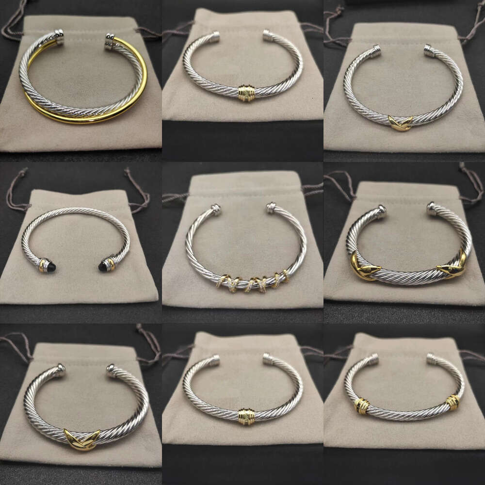 designer bracelet fashion vintage cable bracelet sier gold bangle jewelry pearl women men cuff bangle 20 options 5/7mm size holiday gift high quality top