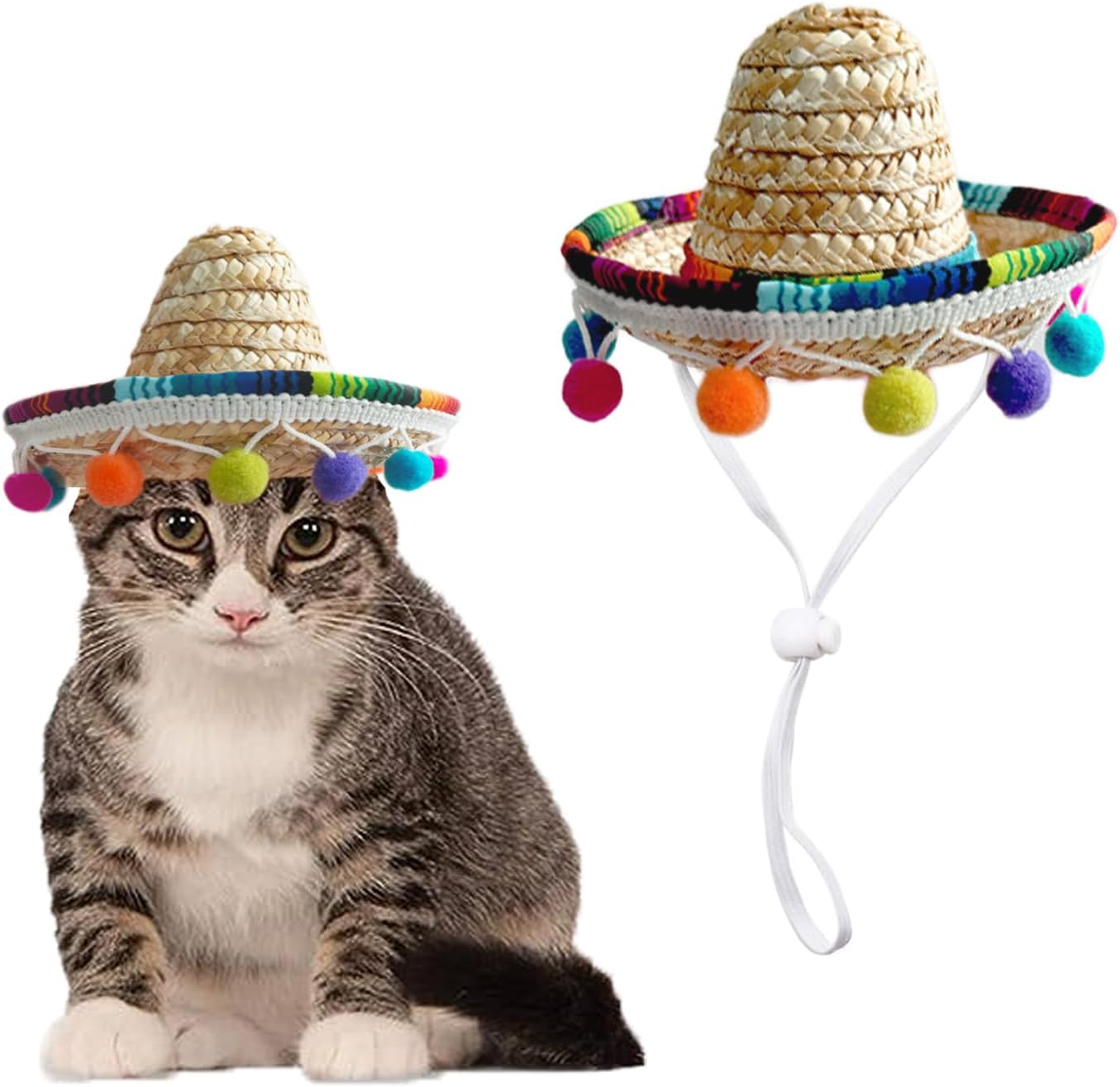 Cat Sombrero Cat Hats Pet Straw Cap Hat for Cats Mini Sombrero for Cat Puppy Small Dog Party/Birthday/Photo