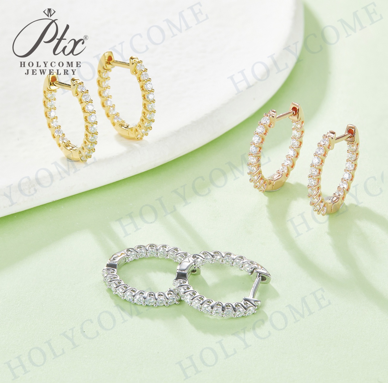 Stylish D Color Moissanite Small Hoop Earrings 925 Sterling Silver Three Colors Sparkling Ear Buckles For Women Wedding Fine Jewelry Wholesale