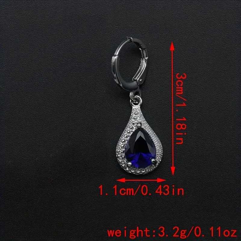 1 Pair Luxury Fashion Women 925 Silver Plated Blue Crystal Dangle Drop CZ Earrings Jewelr Y250510