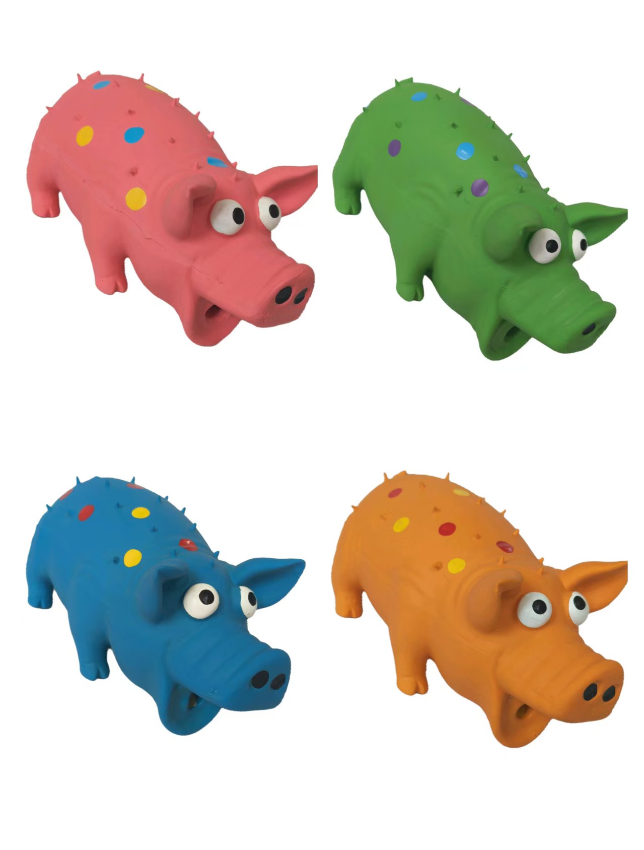 Latex Thorn Pig Sound Toy Cross-Border Hot-Selling Durable Rubber Chew-Resistant Dog Toy Filled Cotton for Pets and Cats 2pcs/Pack
