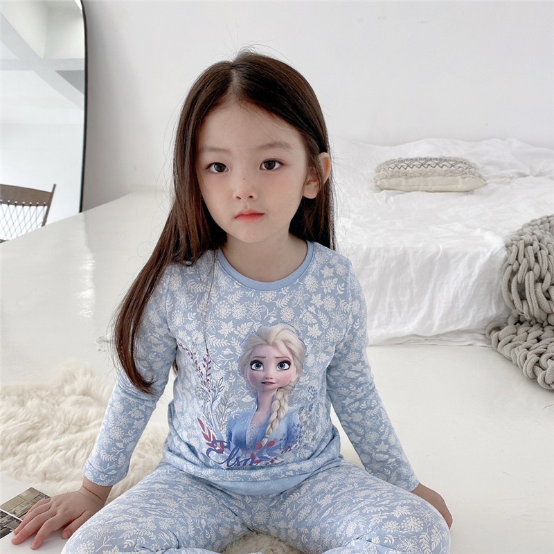 DISNEY Frozen Elsa princess kids designer clothes Children's pajamas girls' spring and autumn sleeping dress summer pajamas children's 