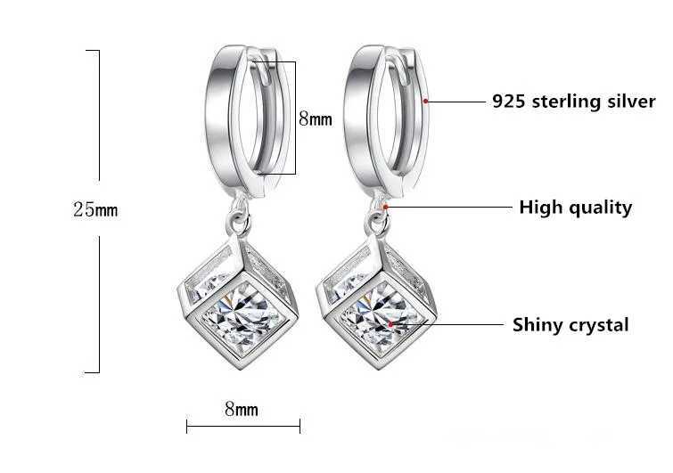 925 Silver Needle Fashion Shiny Square CZ Zircon Ladies Stud Earrings Women Jewelry Female Wedding Gift Wholesale Y250510