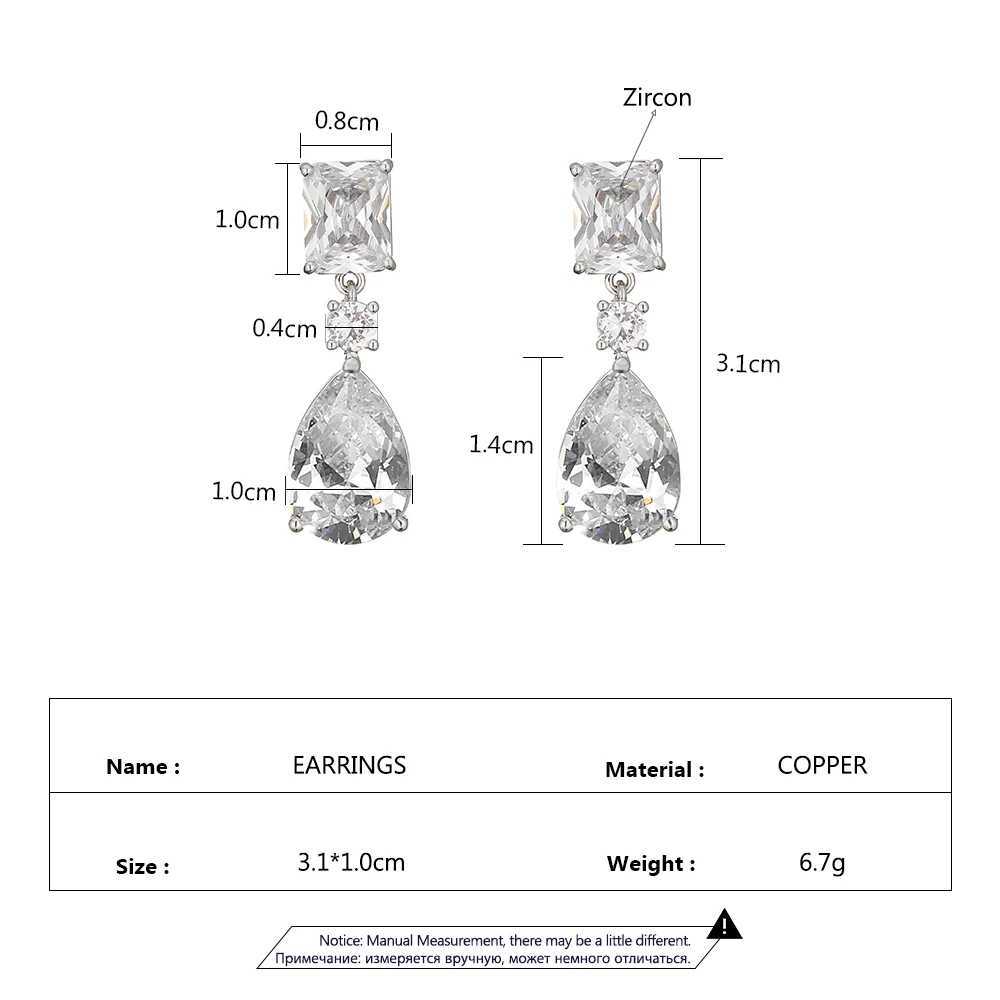 UILZ New Ice Crack Design Fashion Green Square Water Drop CZ Zircon Dangle Earrings for Women Wedding Party Jewelry Y250510