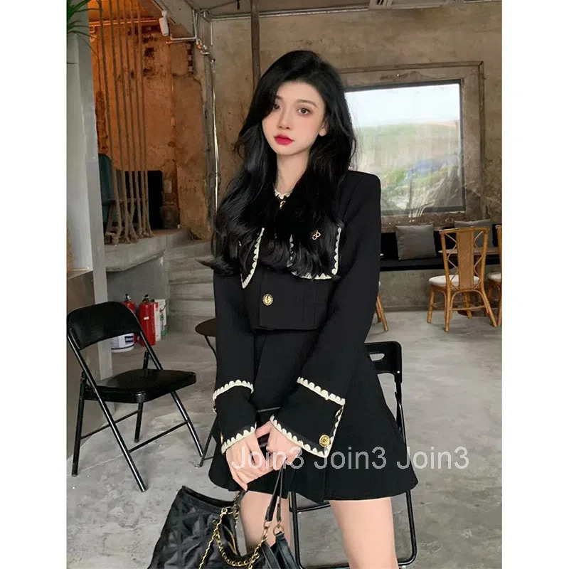 25ss Fashion Set Dress for Womens Autumn and Winter 2025 Short Stature Korean Style Outfit with a Complete Set of Short Skirts