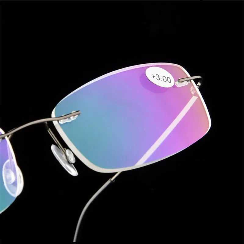 Unisex Titanium Alloy Rimless Reading glasses Women High Definition Anti Fatigue Ultralight Frameless Presbyopia Eyewear A859 W250513