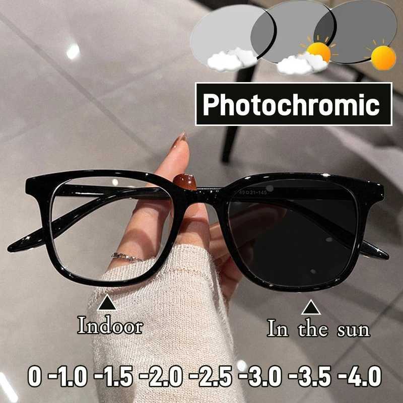 Fashion Outdoor Sunglasses with Minus Diopter for Women Unisex Retro Changing Color Photochromic Myopia Glasses -1.0 -1.5 -2.0 W250513
