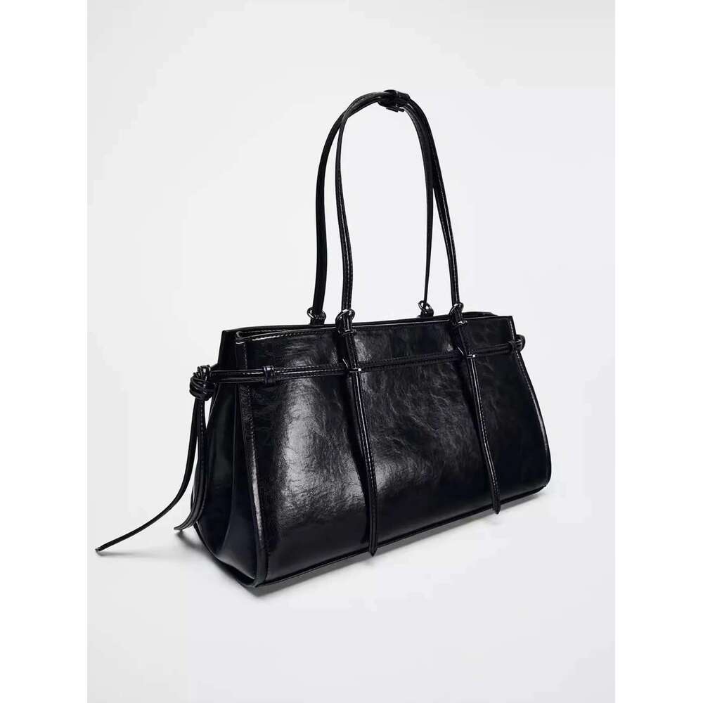 New Atmospheric Hand-Held Women's Bag, Black Extended Version, Double Strap, Fashionable And Simple Casual Shoulder Bag