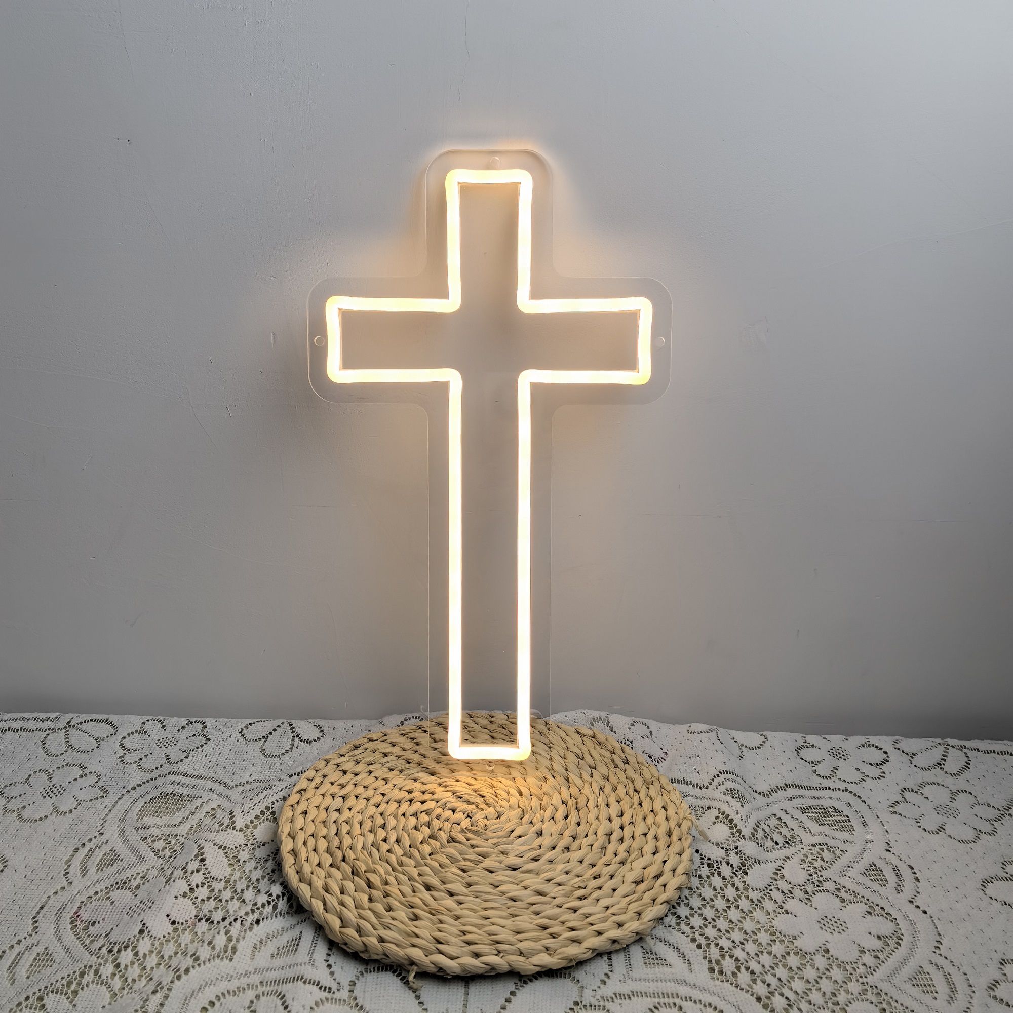 Cross Neon Sign for Wall Decor,USB Powered LED Neon Light Signs for Bedroom,Christian Decor,Religious Room,Kid Birthday Party, Baby Shower Decor