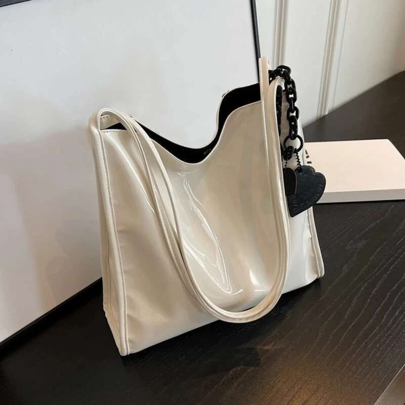 Purse Casual Travel Shopping Totes Solid Color Patent Leather Women Fashion Shoulder Bag Ladies Simple Handbag
