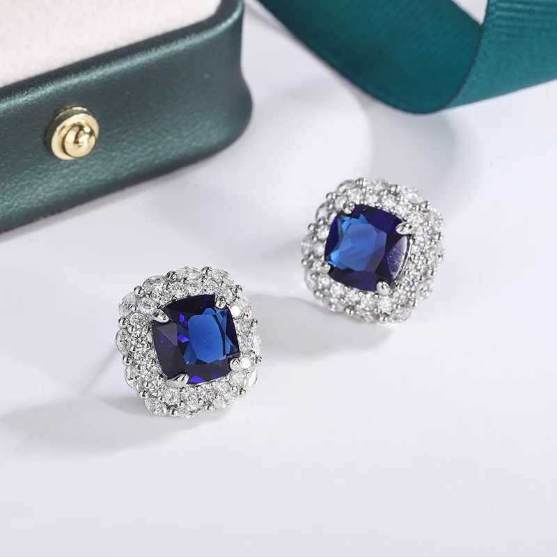 925 Silver Plated Earrings for Women Shiny AAAA Blue Zircon Earrings Stylish Sterling Silver Jewelry Anniversary Gift Earring Y250510