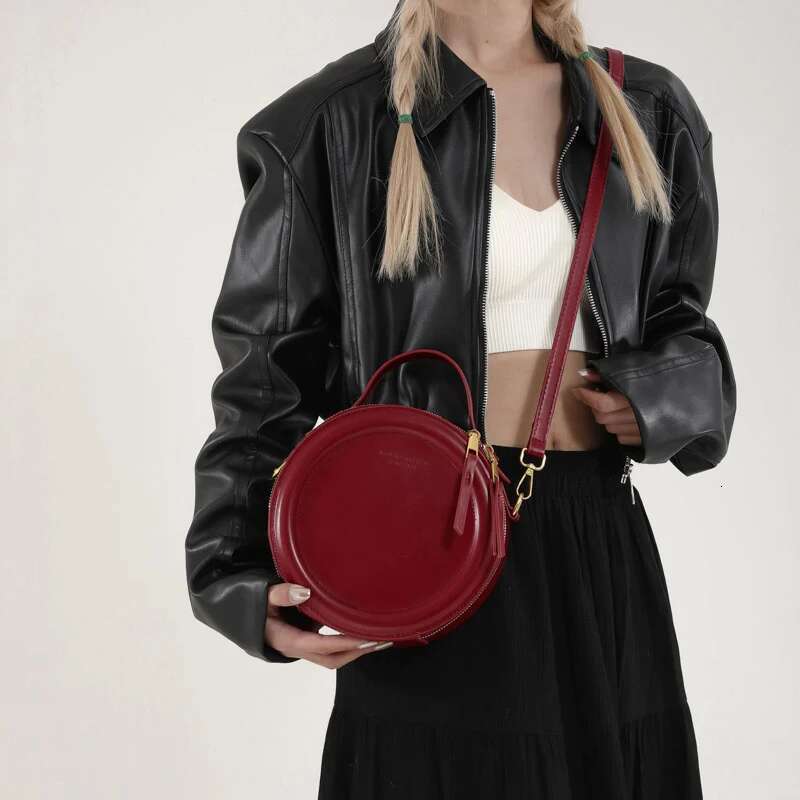 Round Leather Crossbody For High Quality Handbags Women Bags Designer Shoulder Bag Female Retro Clutch Purses