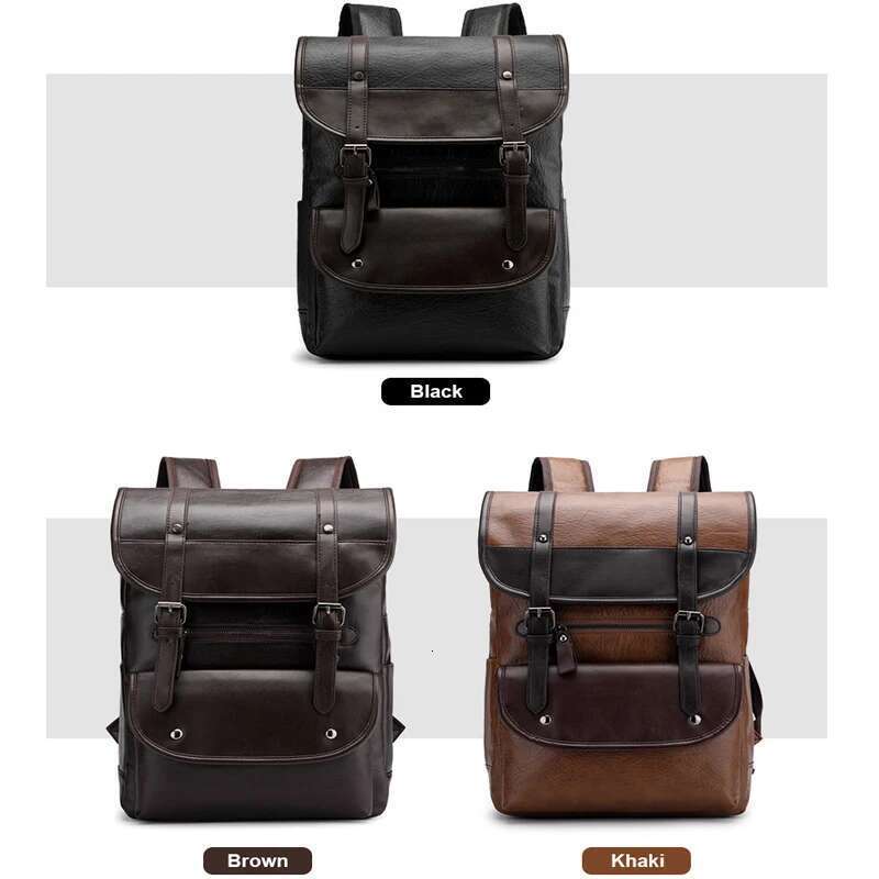 New Men's Trendy Retro Business Computer Bag Travel Weekend Large Capacity Waterproof And Durable Leather Backpack
