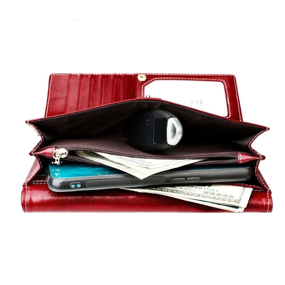 Women Genuine Leather Long Personalized Gift for Her Engraving Name Card Holder Wallet Phone Bag Coin Pocket Zipper Purse