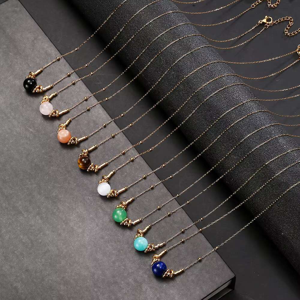 Hot Sale Wholesale Stainless Steel Natural Stone Fashion Jewelry Pendant Necklace for Women