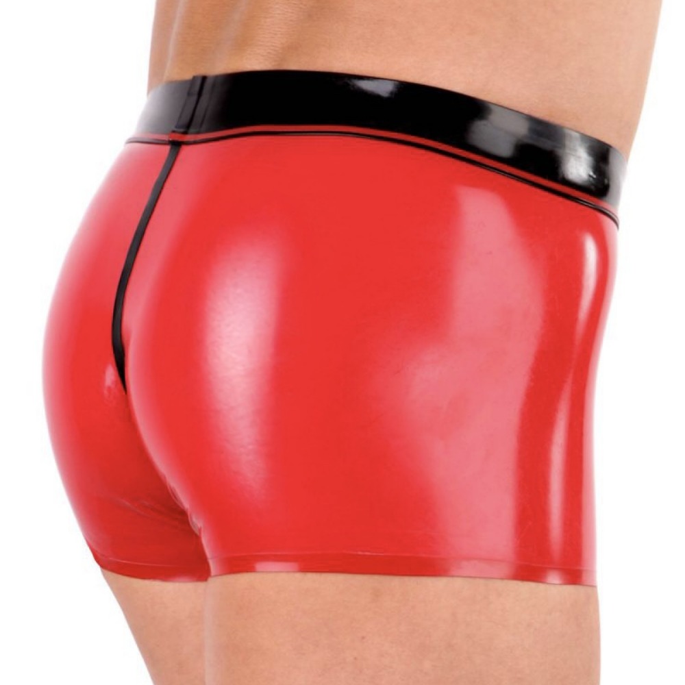 latex shorts eurocat red latex shorts with a sleek black waistband design handmade natural rubber suit costume cosplay clubwear