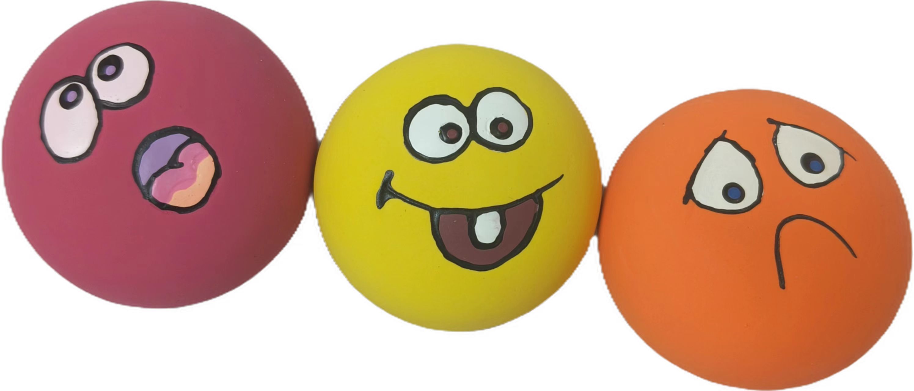 Latex Expression Ball Dog Toy Natural Rubber Squeaky Sound Teething Bouncy Pet Puppy Toy 8pcs in One Pack