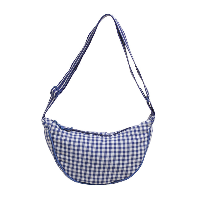 Fashion plaid contrasting color hand-held crescent women's 2025 summer new artistic shoulder versatile crossbody bag
