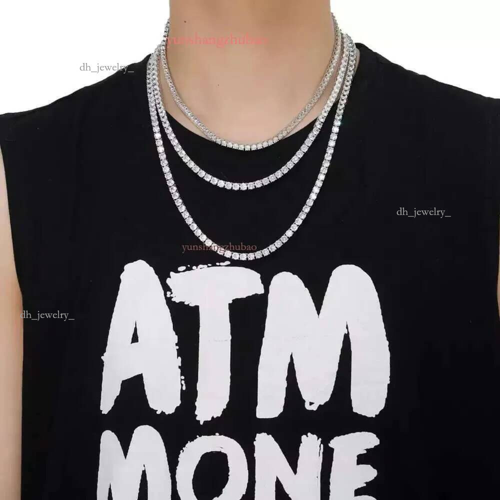 5mm Width Iced Out Dia Mossanite Tennis Men Women Gold Chain Pass VVS Dias Test Hip Hop Jewelry sier Necklace