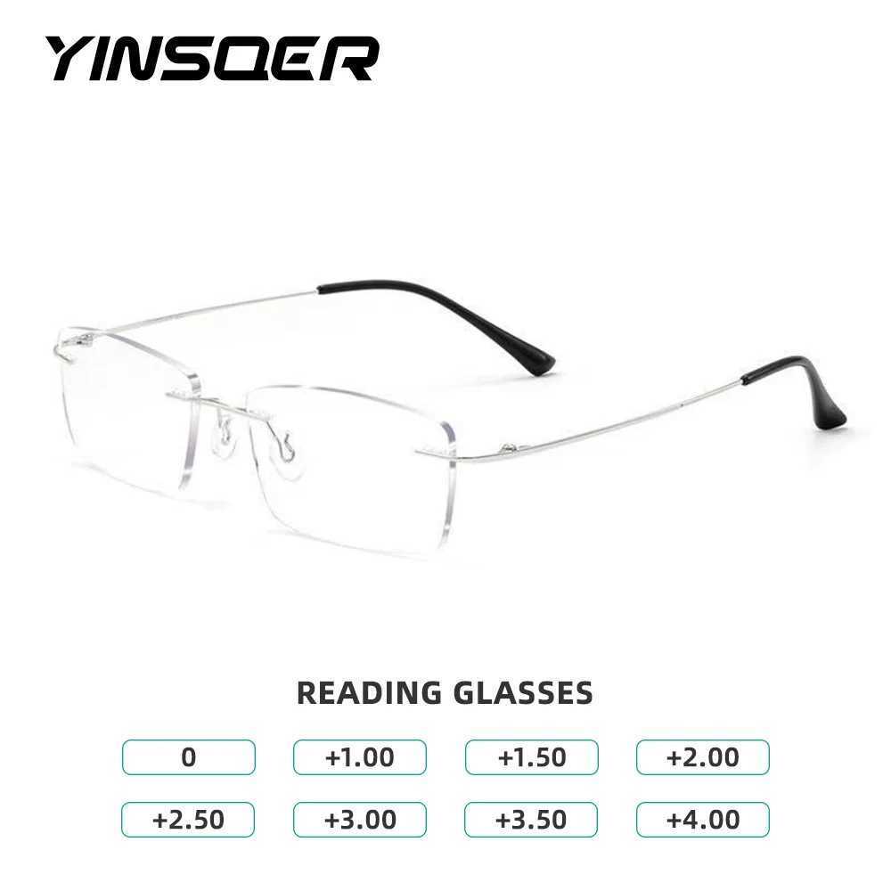 Titanium Reading Glasses Men Without Frame Magnifying Presbyopic Eyeglasses Titanium Frames Anti Blue Light Rimless Glasses Men W250513