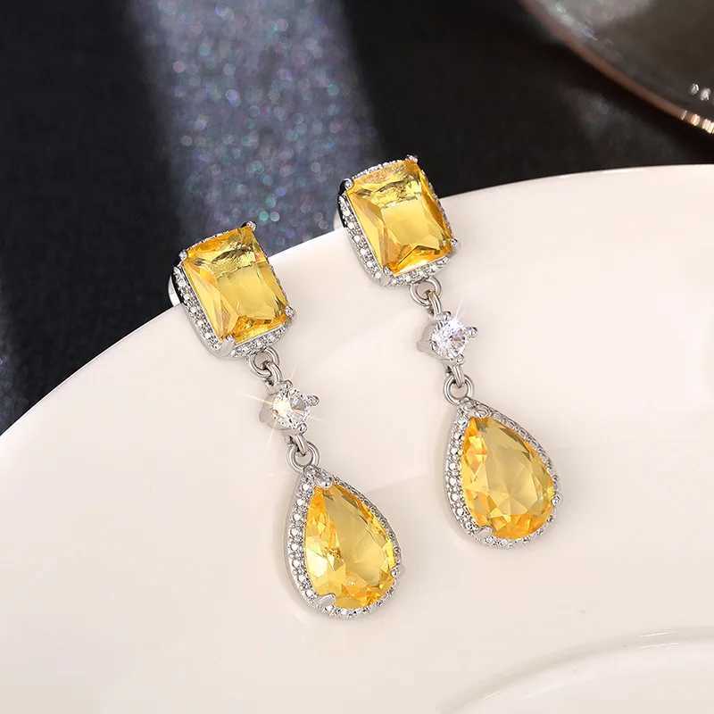 Luxury Female Earrings 925 Silver Needle Shiny Waterdrop Zirconia Earrings for Women Fashion Statement Bride Jewelry Gift Y250510