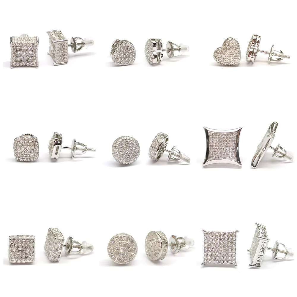 Hotsale Iced Out Hip Hop Heart Women Jewellery Cheap Price 925 Sterling Silver Custom VVS Moissanite Diamond Stud Earrings