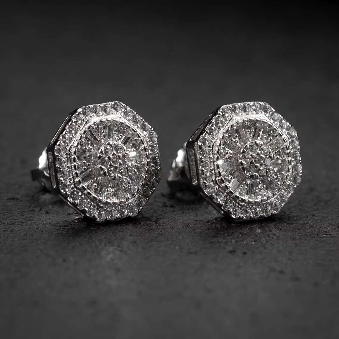 Luxury Moissanite Hip Hop Earrings 925 Sterling Silver Iced Out Moissanite Earrings Men