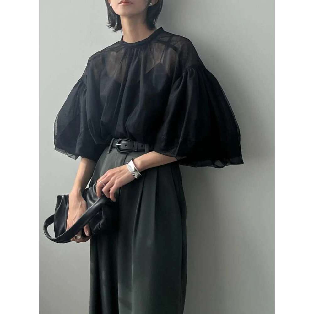 Elegant Vintage Shirts Blouses Round Neck Latern Sleeve Blusas Mujer Spring Summer New Clothes Women Loose Casual Shirt