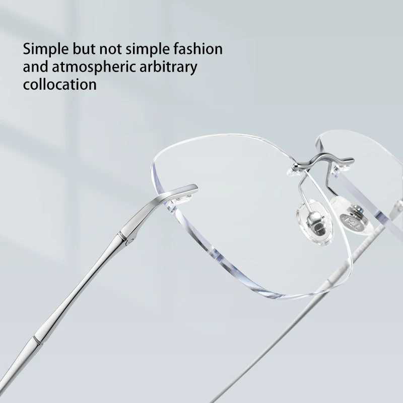 VICKY Ultra-light Titanium Rimless Myopia Frames Unisex Simple Square Read Frames Glasses Customized Prescription Glasses F0623 W250513