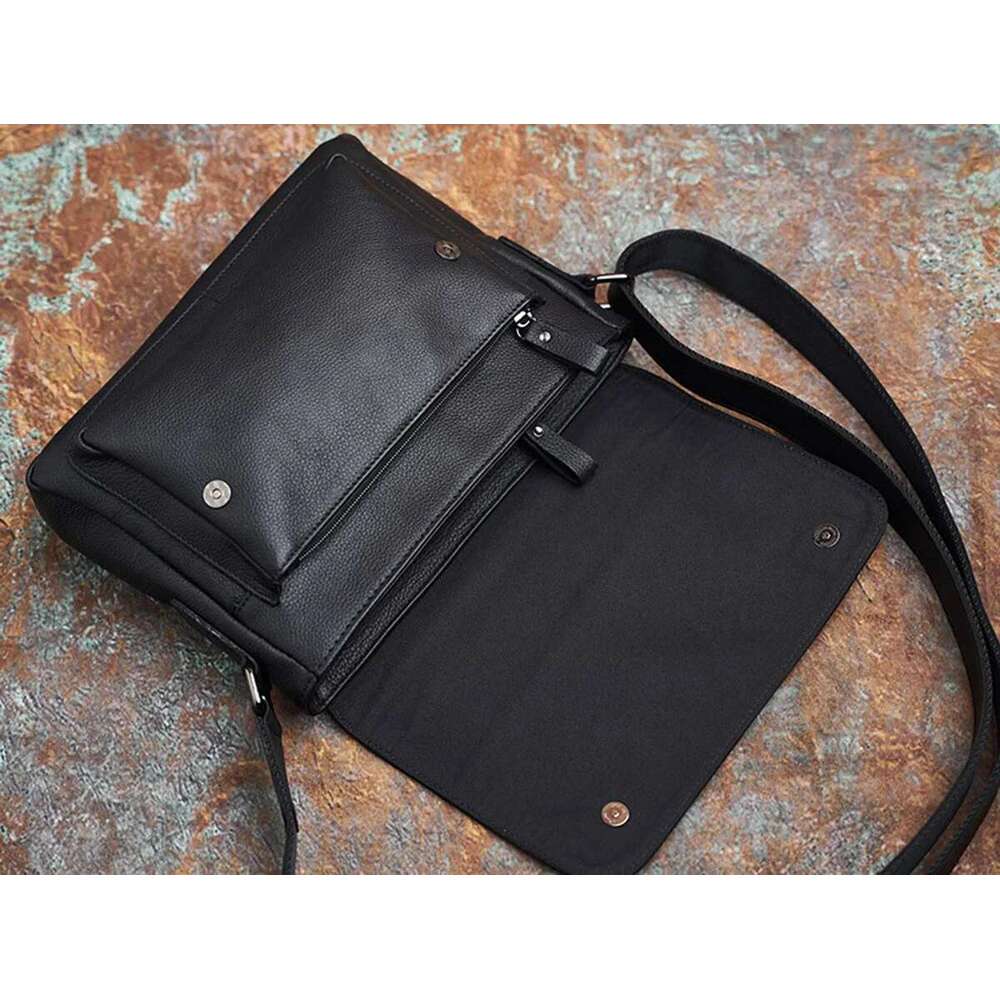 NASVA Genuine Shoulder Casual Retro Simple Business Trend Handmade Messenger Leather Bag For 9.7 In Ipad