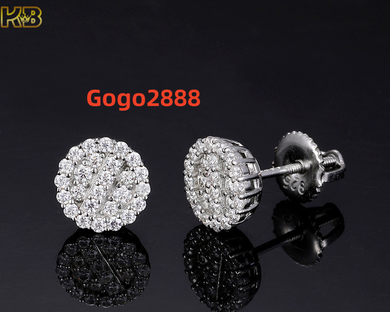 Trendy Moissanite Stud Earrings in Sterling Silver 925 for Men and Women Hip Hop Fashion Jewelry Design