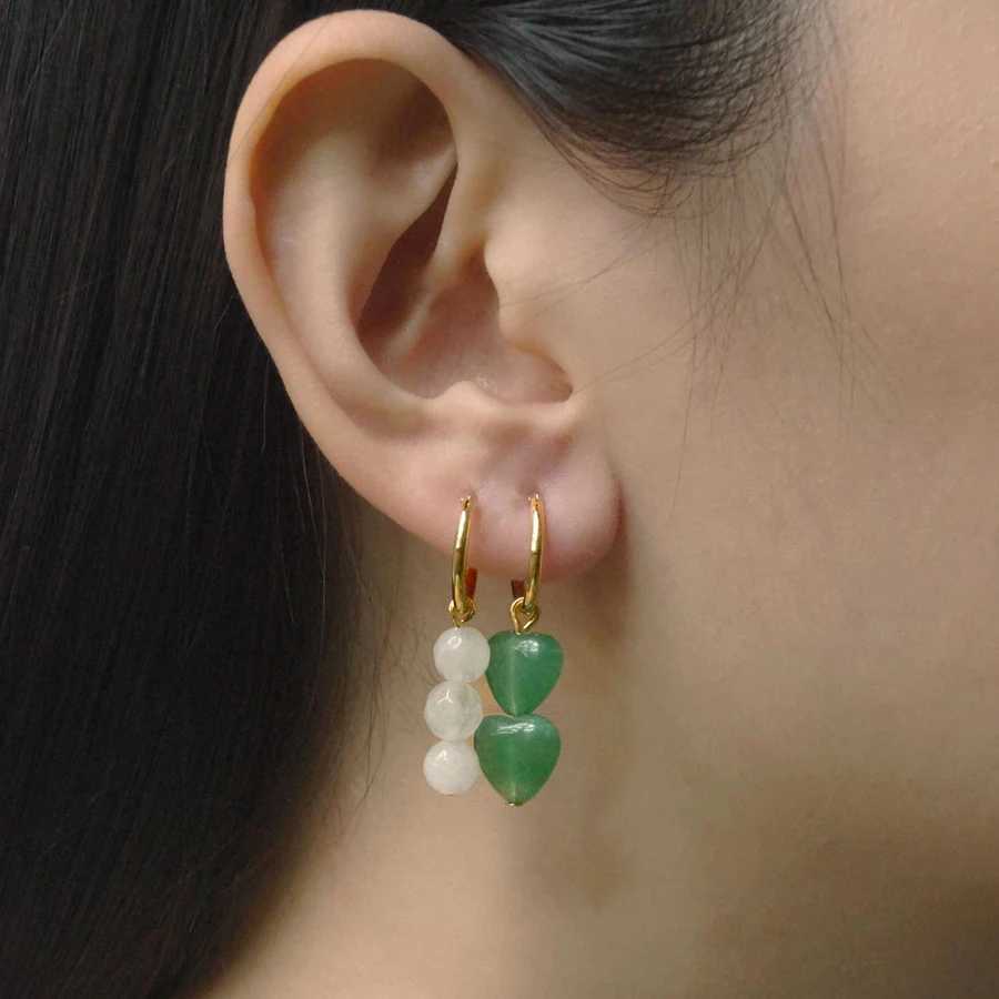 Bohemian Handmade Natural Stone Beads Hoop Earrings for Women Golden Color Stainless Steel Circle Huggie Hoops Jewelry Bijoux Y250510