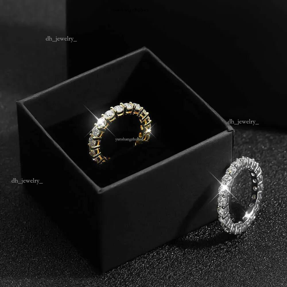 Band 22 Ct Full Moissanite Row For Women Sterg Sier D White Gold Dia Rings Eternity Wedding Fine Jewelry
