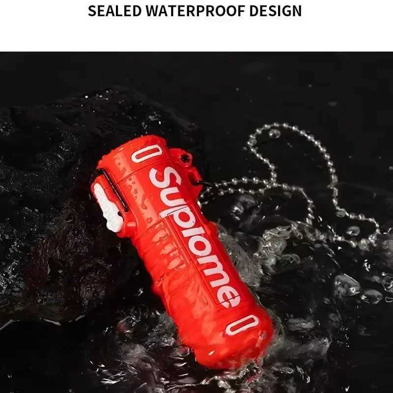 New Outdoor Windproof Pendant Inflatable Lighter Fashionable Letter Jet Green Flame Strong Firepower Portable Lighter Mens Gift Y250513