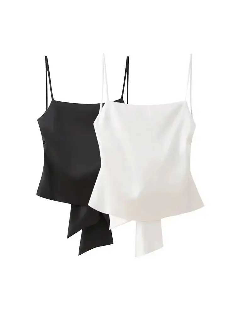 TRZA-Womens Tank Tops with Tied Back Straight Neck Adjustable Thin Straps Female Camis Sexy Fashion M250513