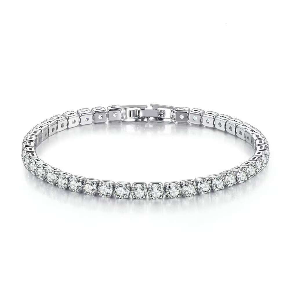 elegant minimalist design sterling silver plated full circle diamante chain bracelet