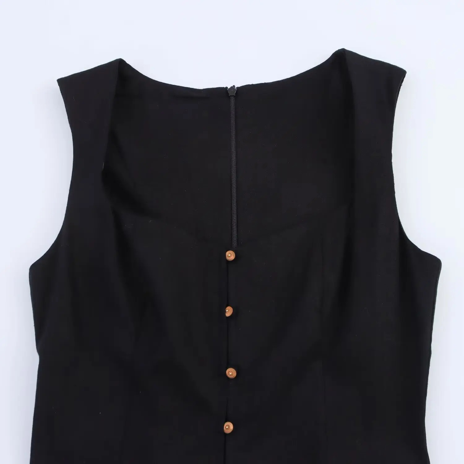 UNIZERA Sleeveless Square Collar Singlebreasted Simple and Fashionable Temperament Versatile Dress Womens Clothing 250513