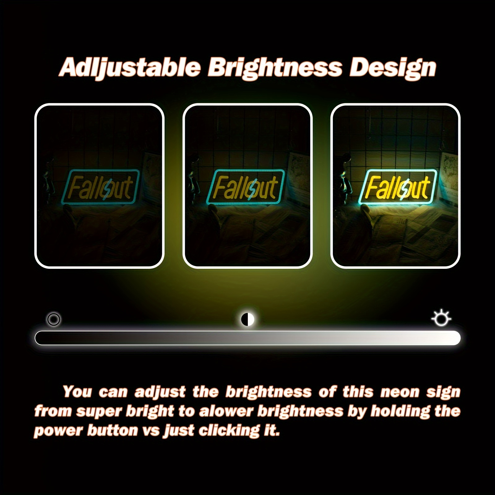 Fallout Neon Sign,USB Powered Adjustable LED Light for Wall Decor, Eco-Friendly Fallout Neon Lamp for Living Room & Bar, Perfect Gift for Gamers & Fan