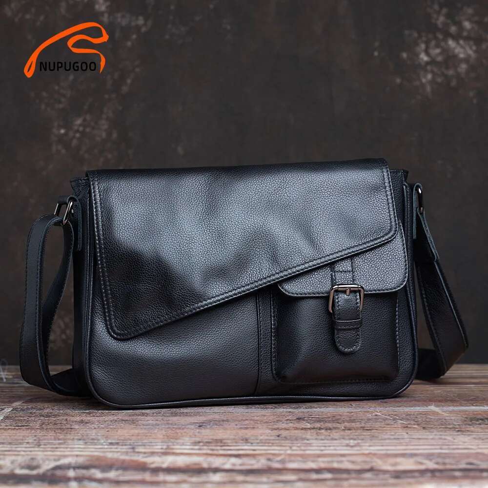 Casual Men Crossbody Genuine Fashion Shoulder Bag High Quality Leather Original Messenger For 10.5 Inch iPad NUPUGOO