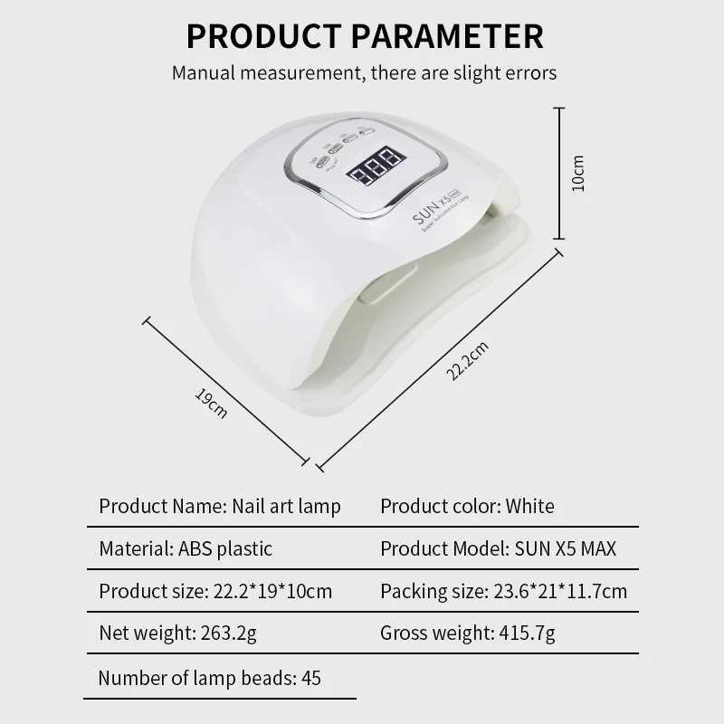 SunX5 Max Uv Led Lamp Professional Nails High Power Nail Light Auto Sensor Smart Nail For Fast Drying Gel Nail 45 Leds For Salon W250513