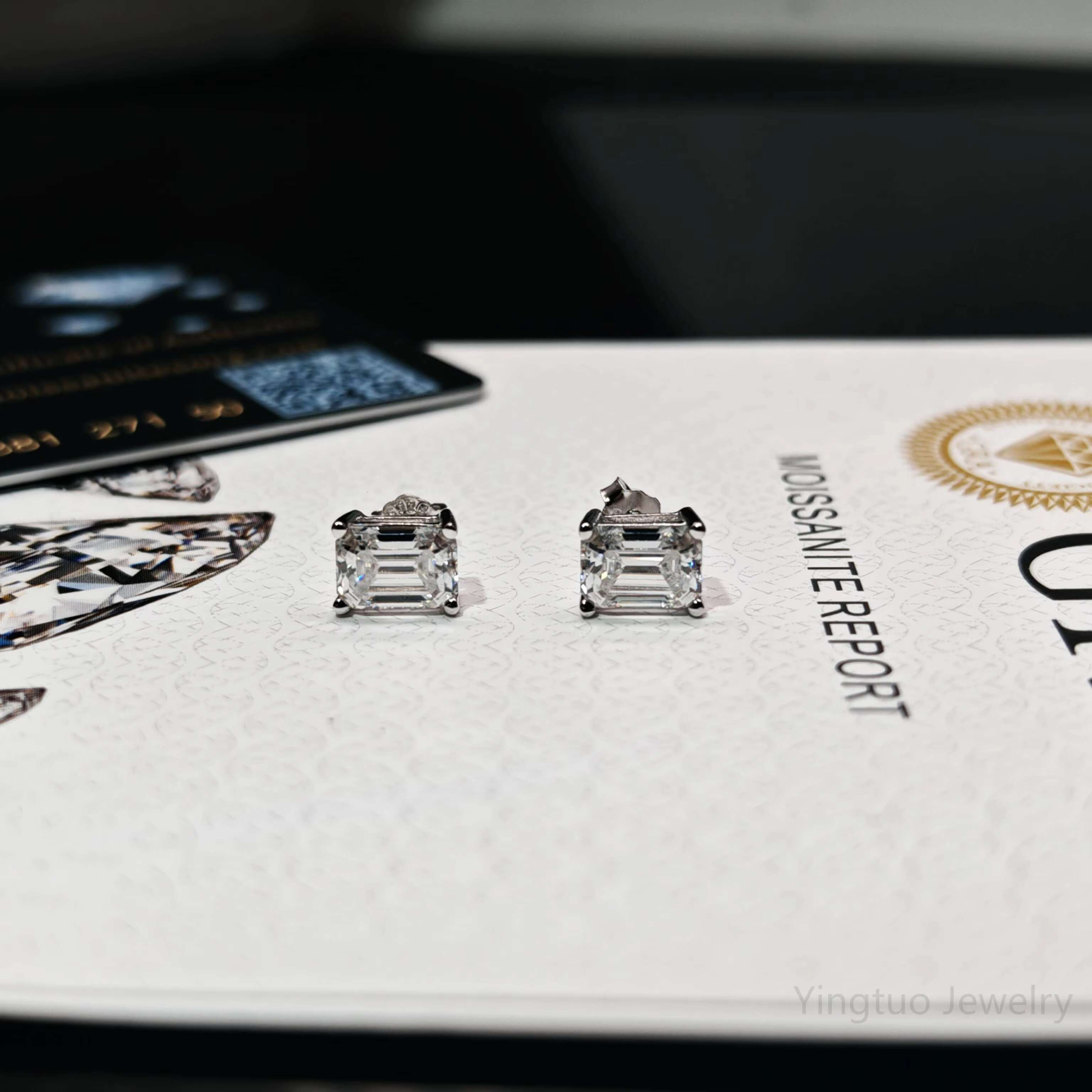 Hip Hop 18K Gold Plated 925 Sterling Silver VVS Moissanite Diamond Women Mossanite Stud Earrings Men