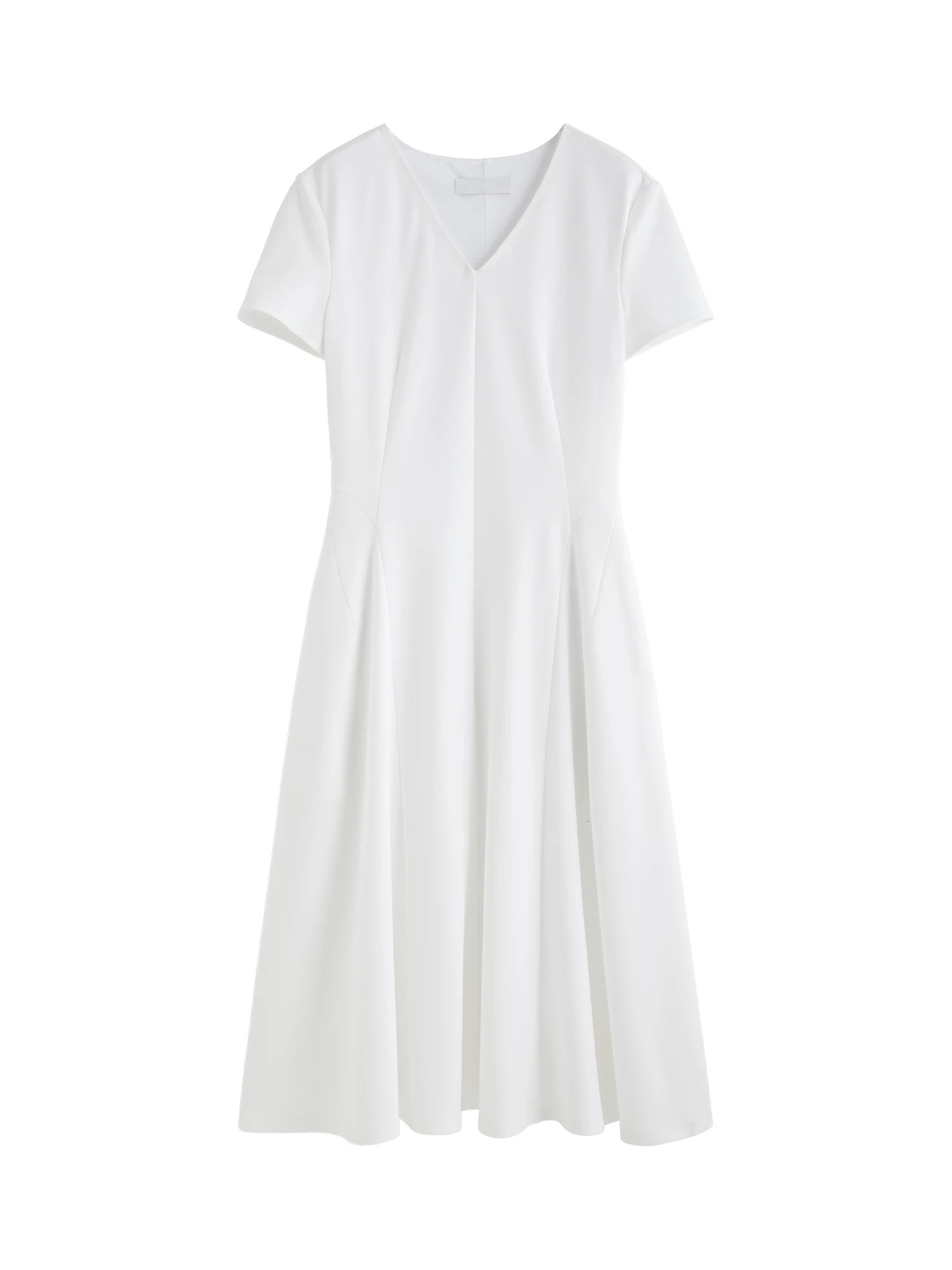 ZIQIAO Minimalist Style Old Money Pure White n Dress For Female Summer Arrival Holiday Season 25ZQ92376 250513