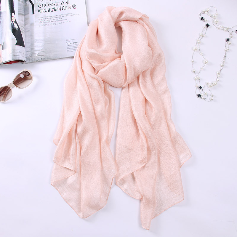 K709 Pure color silk scarf Korean style linen scarf female summer long sun protection shawl spring and autumn gauze scarf breathable enlarge autumn an