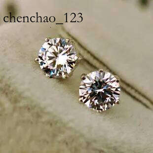Mens womens lovers Stud Jewelry High Quality Fashion 0.5ct,1ct,2ct, 6 prong 100% Sier moissanite Dia Earrings For wedding boy