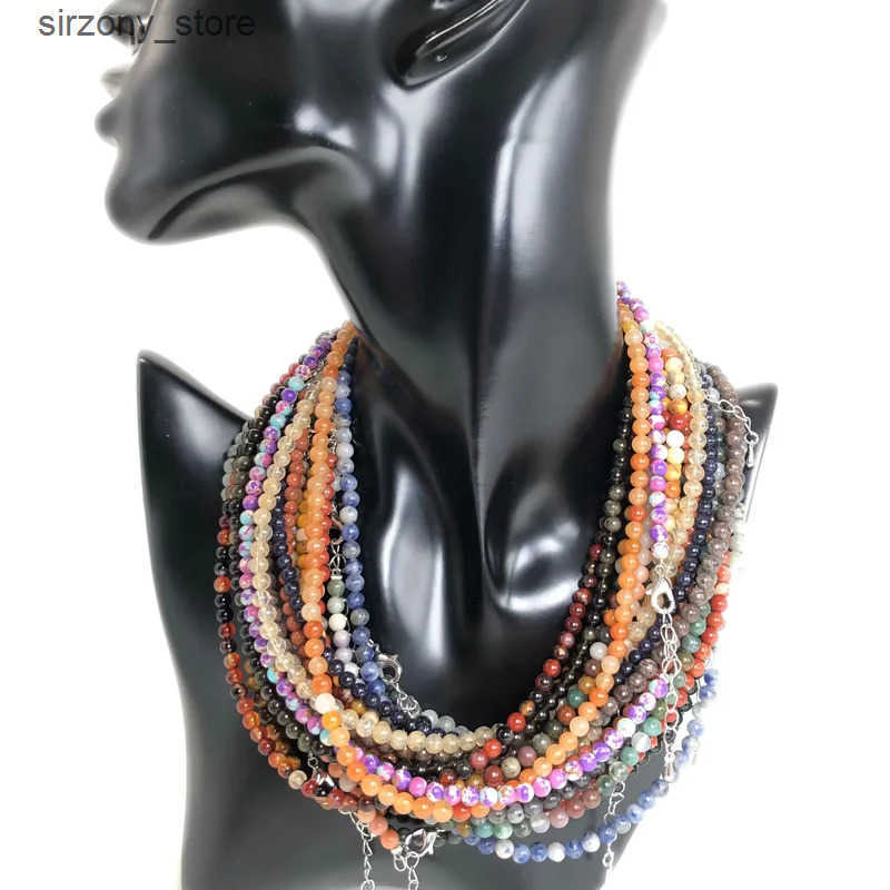 4mm Small Seed Bead Choker Necklace Handmade Natural Stone Opal Agate Crystal Necklace Bohemia Men Women Jewelry LOVERS Gift z250513UBGC