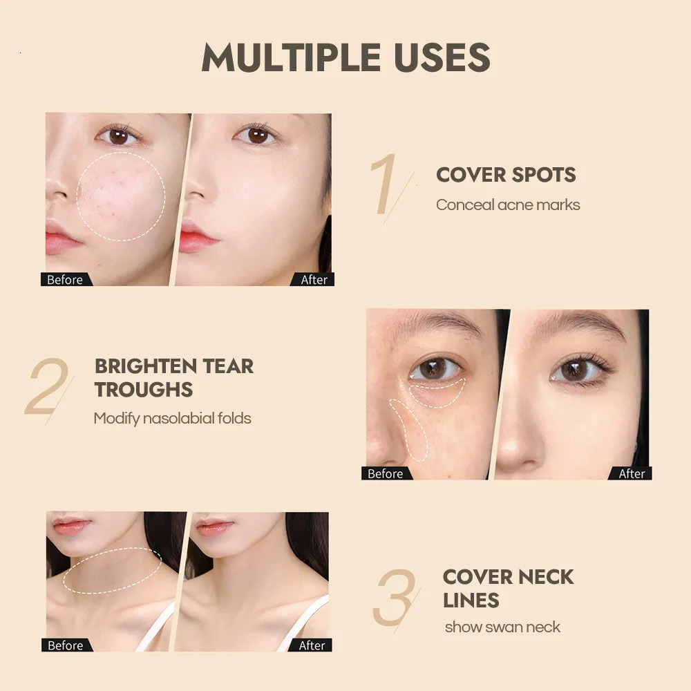 GECOMO Press Concealer Pen Liquid Concealer Long Lasting Not Base Makeup Face Invisible Pores 250512