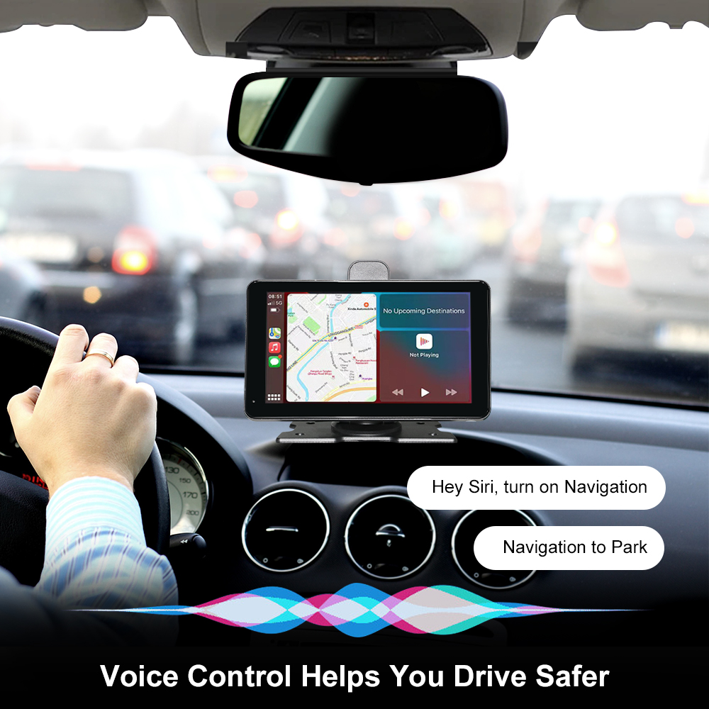 BY-CS74 7-inch In-Car Smart Display with Dual Cameras | Wireless CarPlay/Android Auto | 4K Front & 1080P Rear Cam | Global Multi-Language Support | Li