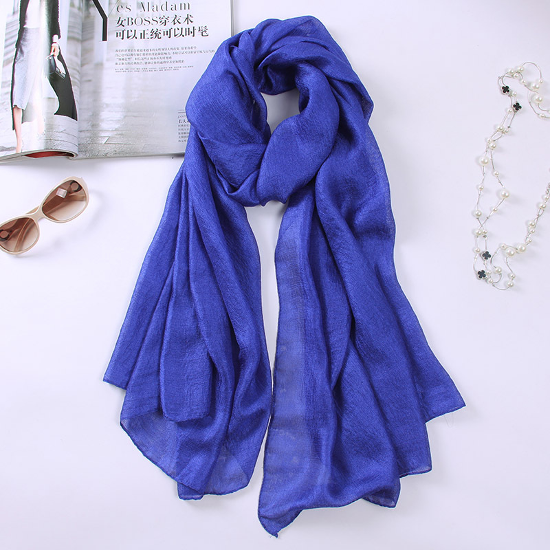 K709 Pure color silk scarf Korean style linen scarf female summer long sun protection shawl spring and autumn gauze scarf breathable enlarge autumn an